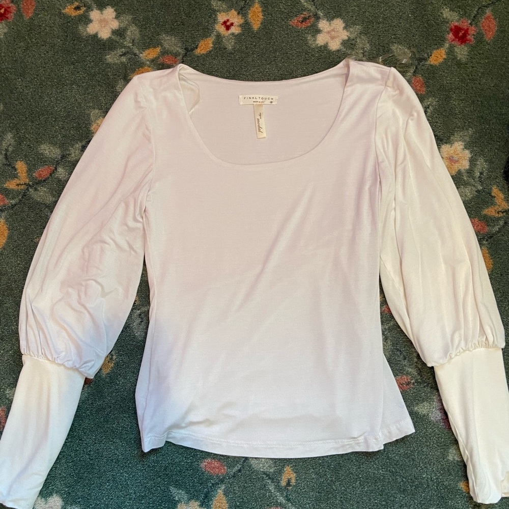 Final Touch white bell sleeve cotton shirt